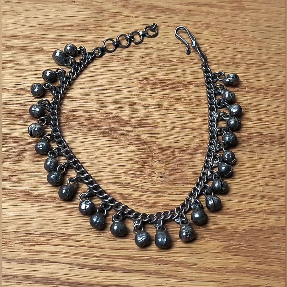 Vintage Inspired Gun Metal Tribal Gingle Beaded Ankle Bracelet